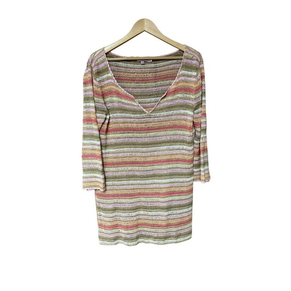 Calypso St Barth 100% Linen loose knit tunic top cover-up Size M - Picture 1 of 8